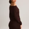 Mira Modal Off-Shoulder Wrap Miniklänning i chokladbrunt