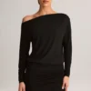 Mira Modal Off-Shoulder Wrap Miniklänning i svart