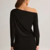 Mira Modal Off-Shoulder Wrap Miniklänning i svart