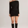Mira Modal Off-Shoulder Wrap Miniklänning i svart