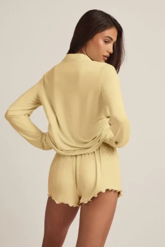 Mirae Modal långärmad pyjamasöverdel i pastellgult