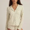 Mirae Modal långärmad pyjamasöverdel med citronmönster