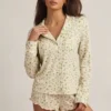 Mirae Modal långärmad pyjamasöverdel med citronmönster