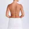 Misa Ruffle-Trim Cut-Out Bandeau Miniklänning i vitt