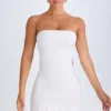 Misa Ruffle-Trim Cut-Out Bandeau Miniklänning i vitt
