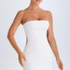 Misa Ruffle-Trim Cut-Out Bandeau Miniklänning i vitt