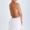 Misa Ruffle-Trim Cut-Out Bandeau Miniklänning i vitt