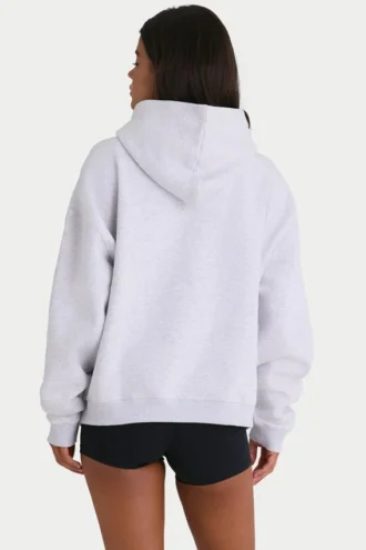 Mjuk bomullsjersey-hoodie i oversized-modell i gråmelerad