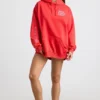 Mjuk bomullsjersey-hoodie i rött