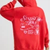Mjuk bomullsjersey-hoodie i rött