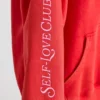 Mjuk bomullsjersey-hoodie i rött
