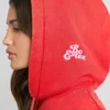 Mjuk bomullsjersey-hoodie i rött