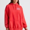 Mjuk bomullsjersey-hoodie i rött