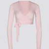 Mjuk jersey-crop-top i balettrosa