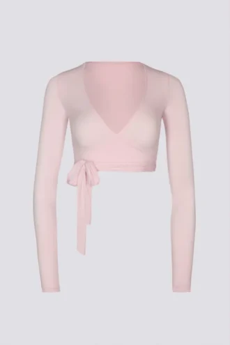 Mjuk jersey-crop-top i balettrosa