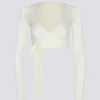 Mjuk jersey-crop-top i vitt