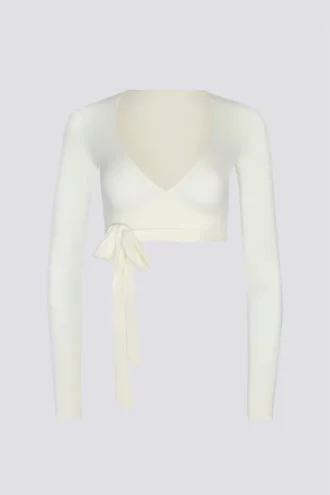 Mjuk jersey-crop-top i vitt
