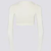 Mjuk jersey-crop-top i vitt