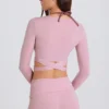 Mjuk jersey-crop-top med omlott i mauve