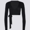 Mjuk jersey-crop-top med omlott i svart