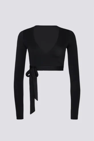 Mjuk jersey-crop-top med omlott i svart