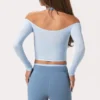 Mjuk jersey-top med bar axel i Powder Blue
