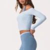 Mjuk jersey-top med bar axel i Powder Blue