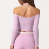 Mjuk jersey-top med bar axel i Sweet Pink