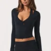 Mjuk jersey-wrap-toppar i svart