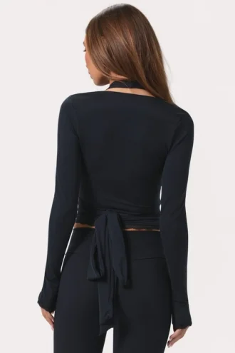 Mjuk jersey-wrap-toppar i svart