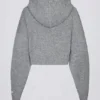 Mjuk, kort hoodie i grått med dragkedja