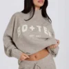 Mjuk stickad oversized-tröja i beige