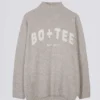 Mjuk stickad oversized-tröja i beige