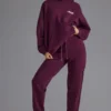 Mjuka joggingbyxor i bomullsjersey med avslappnad midja i färgen Grape