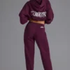 Mjuka joggingbyxor i bomullsjersey med avslappnad midja i färgen Grape