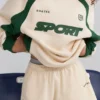 Mjuka minishorts i bomullsjersey med resår i marmor