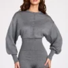 Moya långärmad jumpsuit i finstickat grått