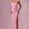 Naelle Mesh Draped Corset Gown i Candyfloss Pink