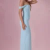 Naelle Mesh Draped Corset Gown i ljus aqua