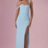 Naelle Mesh Draped Corset Gown i ljus aqua
