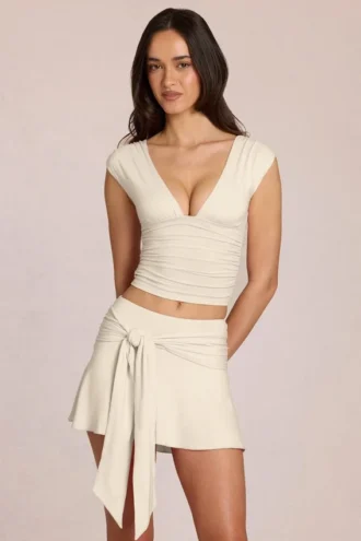 Nalia Modal Plunge Top i Ivory