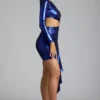 Nasira Cut Out Metallic Jersey Miniklänning i Electric Blue