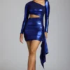 Nasira Cut Out Metallic Jersey Miniklänning i Electric Blue