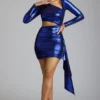 Nasira Cut Out Metallic Jersey Miniklänning i Electric Blue