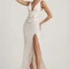 Nathalia Embellished Plunge Ruffled Corset Maxiklänning i elfenben