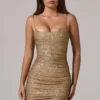 Neréa Embellished Peekaboo Ruched Miniklänning i guld