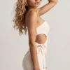 Nerina texturerad jersey-top med en axel i vitt