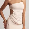 Nerina texturerad jersey-top med en axel i vitt