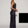 Nevara Embellished Mid-Rise Thigh-Split Maxi Kjol i svartlila