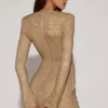 Nevina Asymmetrisk bodycon-miniklänning med dekorationer i guld